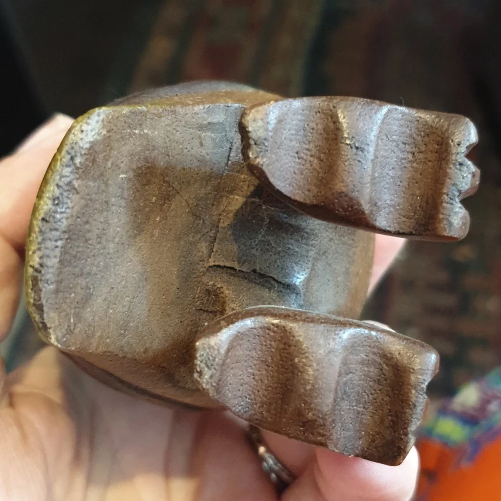 Carved wooden owl decoration 10x6x6cm painted wood carving - Picture 7 of 8